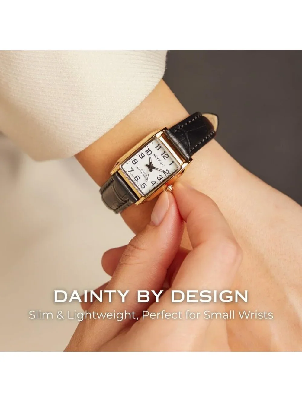 Women's Arabic Gold Case White Dial Dainty Vintage Tank Classic Square Watches
